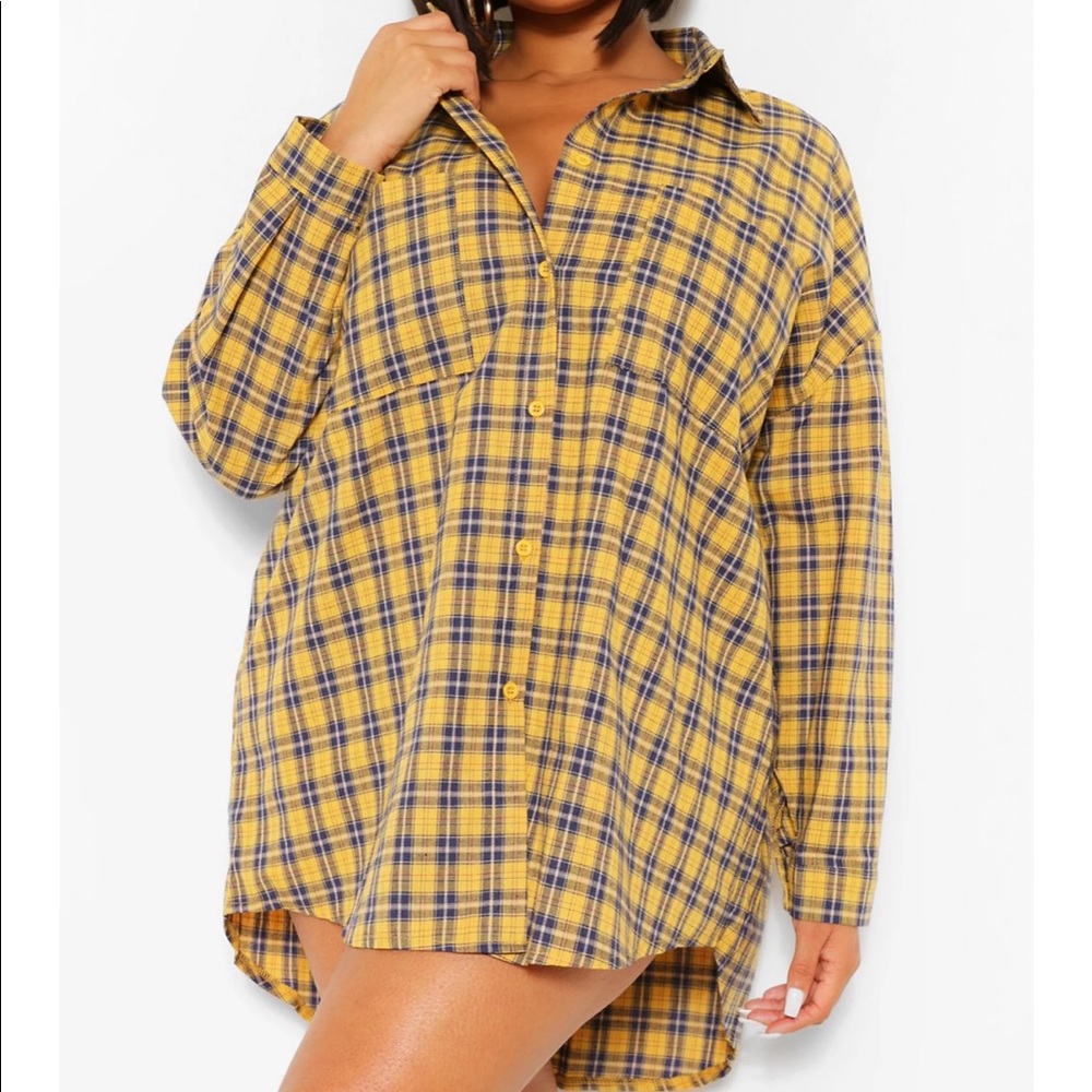 Boohoo Flannel Oversized Dress Plus Size 16